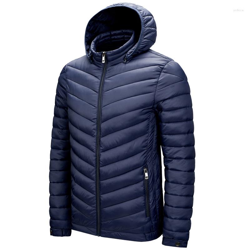 

Men's Down Parka Men Hooded Autumn Winter Jackets Male Stand Collar Hat Detachable Casual Windprrof Plus Size M-4XL Parkas Hombre, Black