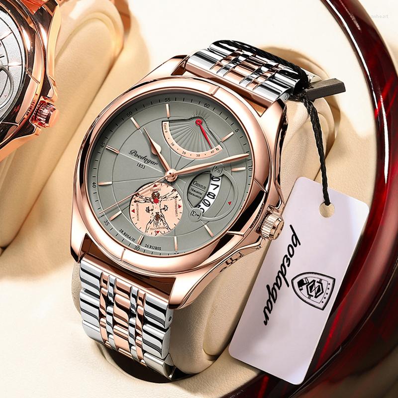 

Wristwatches Men Quartz Watch Fashion Stainless Stain Steel Mens Watches Top Business Waterproof Wristwatch Relogio Masculino, Black