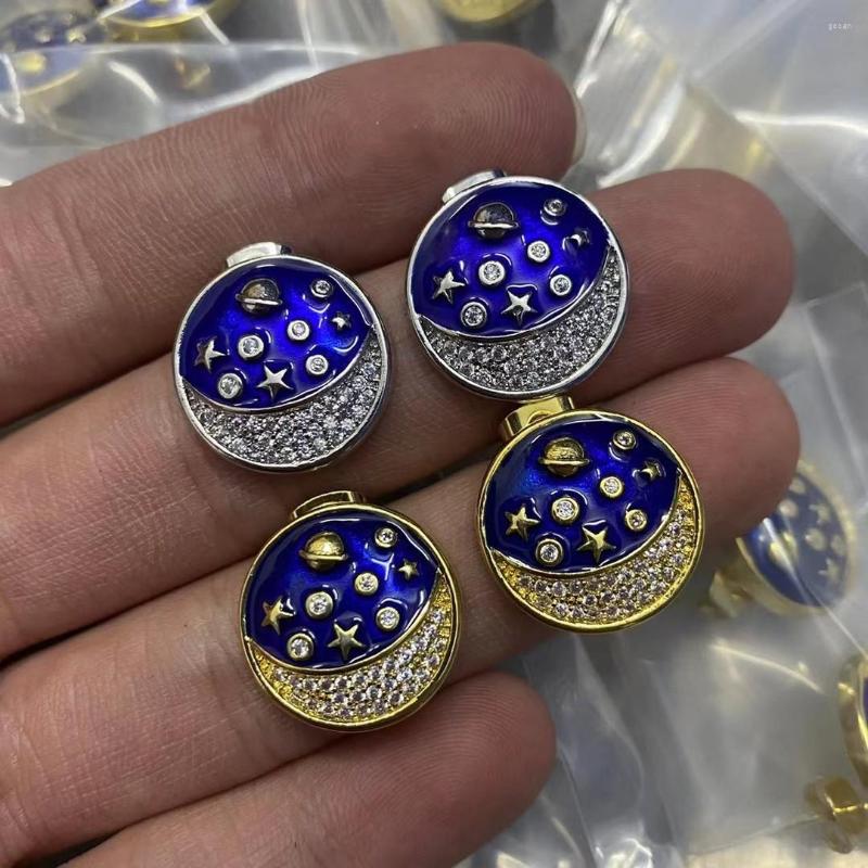 

Stud Earrings Zircon Star Moon Round Button Retro Stylish Design Sense
