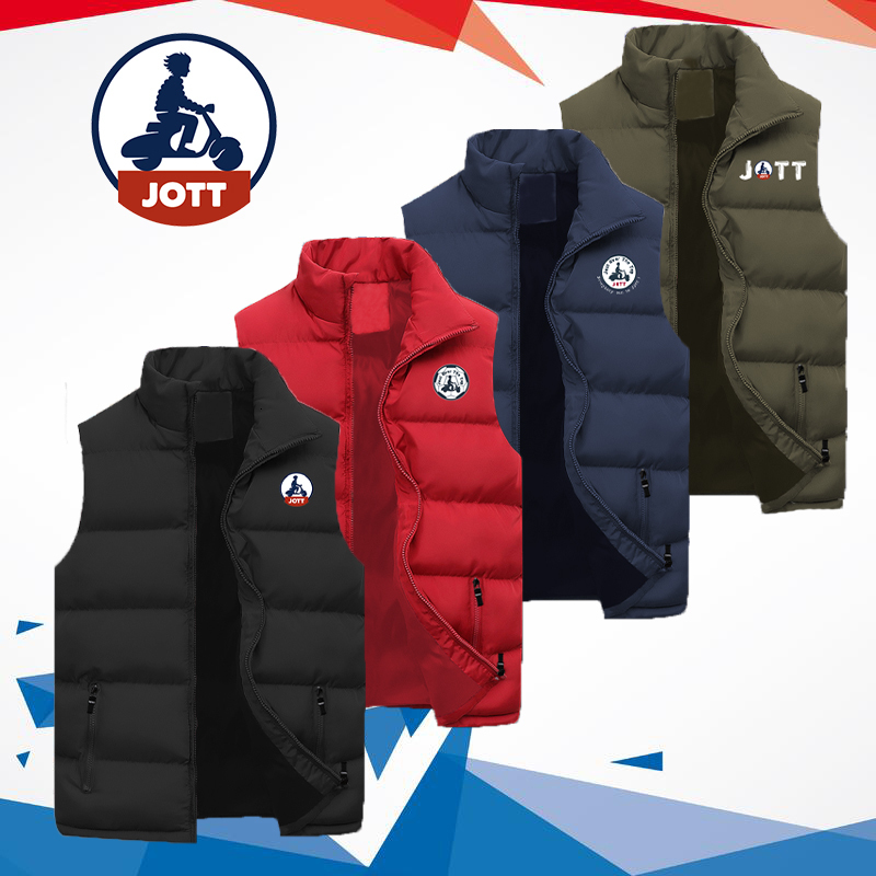 

Men's Vests Luxury Jott Letters Print Vest Jacket Sleeveless Male Cotton Filling Coats Ultra Thin Warm Lightweight Man Brand Waistcoat 221114, Navy blue 02