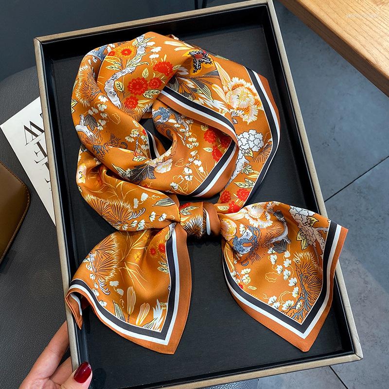 

Scarves 2022 Silk Scarf Women Spring Printed Wrap Shawl Bandana Lady Neck Hair Foulard Office Neckerchief Hijab Pashmina