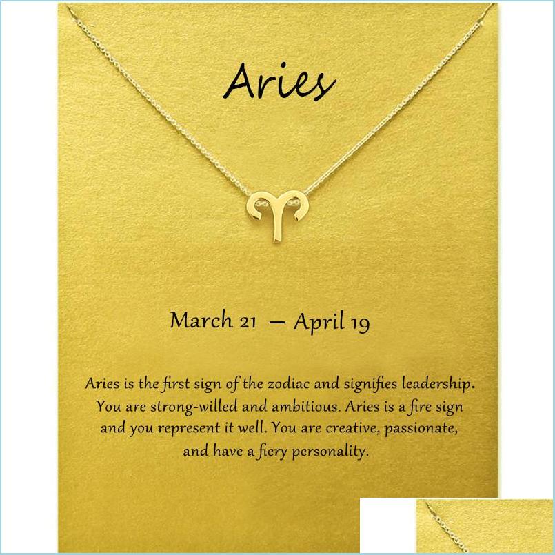 

Pendant Necklaces Fashion Jewelry 12 Constellation Aries Pendant Necklaces For Women Zodiac Chains Necklace Gold Sier Color Birthday Dhw57