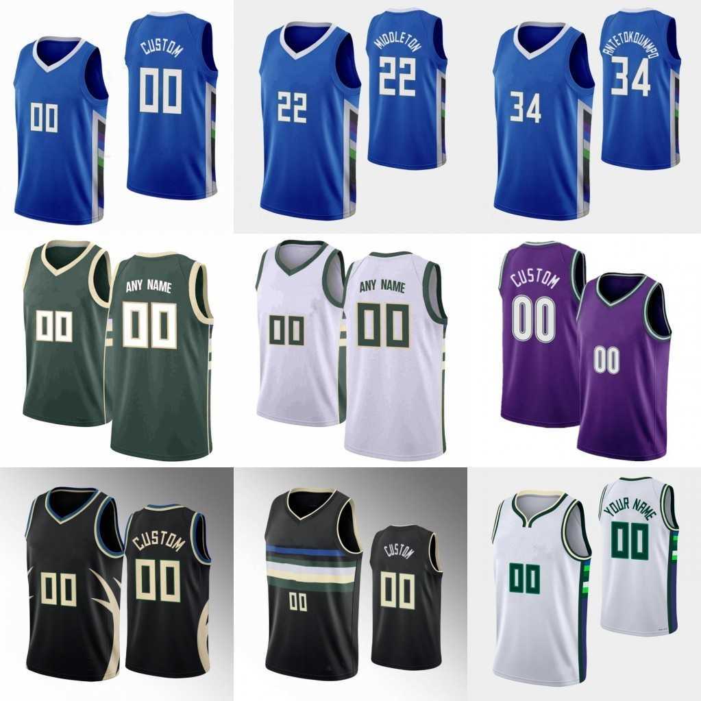 

Custom 6 Patch New Season City Basketball Jerseys 34 Giannis 22 Khris Antetokounmpo Middleton 0 MarJon Beauchamp 21 Jrue 11 Brook Holiday Lopez 12 Grayson Allen, As