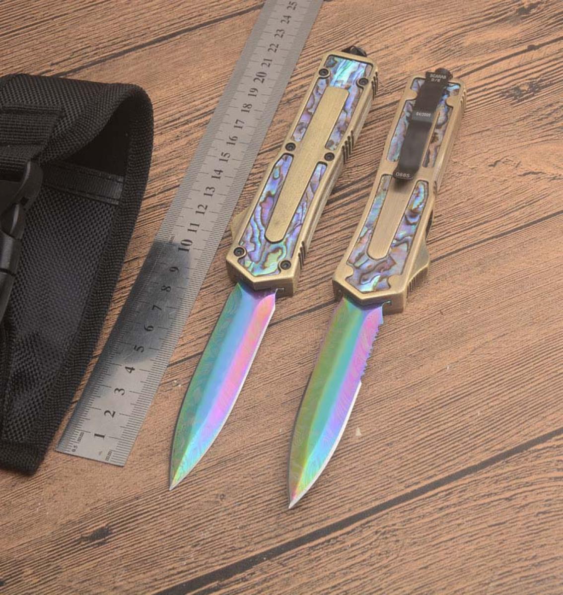 

440C Blade C07 Benchmade BM3300 UTX85 UT121 knife Inlaid Abalone Shells handle Camping Automatic Knife Tactical Cutting Tool6723079