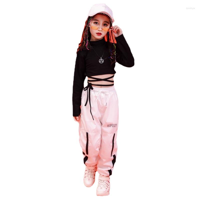 

Clothing Sets Children's Hip-hop Suits 2022 Girls Jazz Dance Performance Costumes Navel Show Baby Girl Outfit, Shirt and pants2
