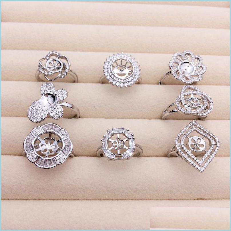 

Jewelry Settings Pearl Ring Settings Zircon Sier Rings Diy For Women Suitable 79Mm Adjustable Size Jewelry Wedding Drop Delivery Dhzte