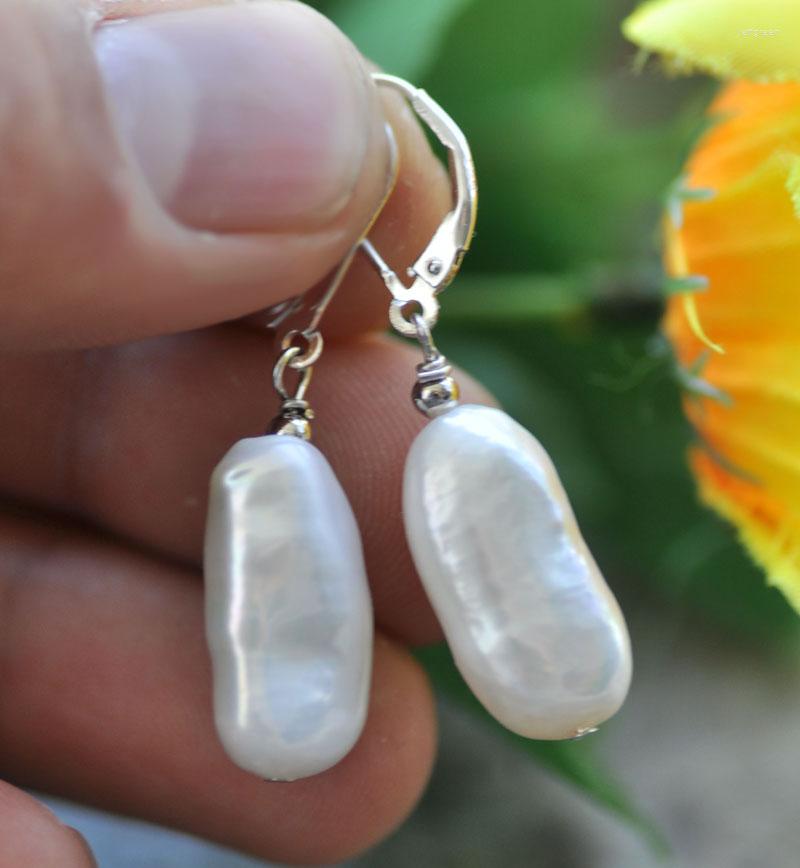 

Dangle Earrings P7212 20mm White DENS Biwa Freshwater Pearl Earring 925SC