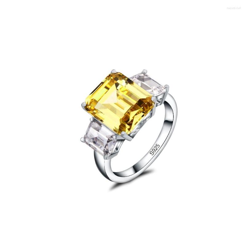 

Wedding Rings Fashion Nano Russian Emeralds Cut Ring 925 Solid Sterling Silver Set High Quality Brand Jewelry For Women Fine