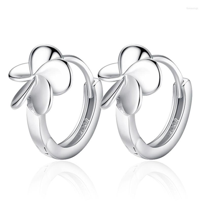 

Hoop Earrings S925 Silver Earring Five Leaf Clover For Women Wedding Gift Lady Girl Fashion Jewelry