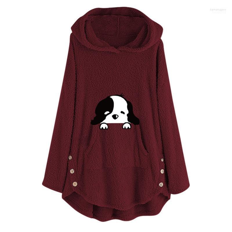 

Women' Hoodies Women Fluffy Coat Winter Casual Loose Solid Button Fleece Hooded Teddy Bear Female Cute Warm Soft Plus Size Outwear, Black
