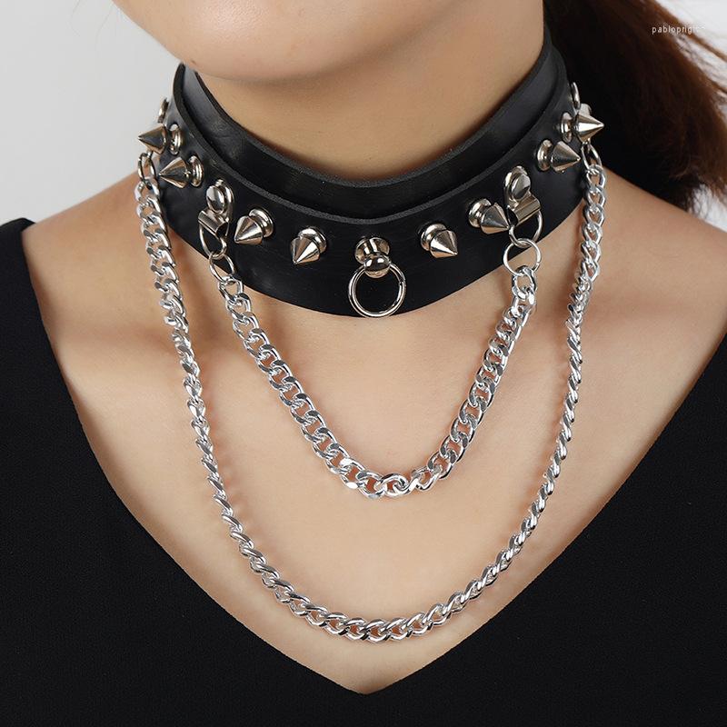 

Choker Punk Big Gothic Black Pu Leather Necklaces For Women Vintage Rock Chains Pendant Collar Neck Jewelry
