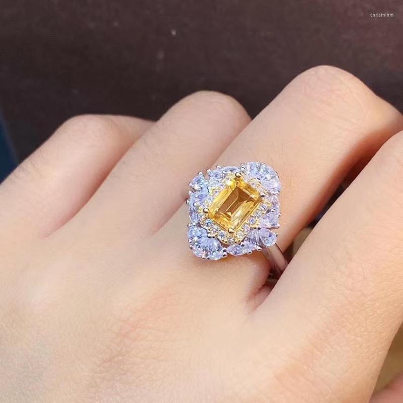 

Cluster Rings The Gift For Your Mother Citrine Ring 925 Sterling Silver Fine Jewelry Natural And Real