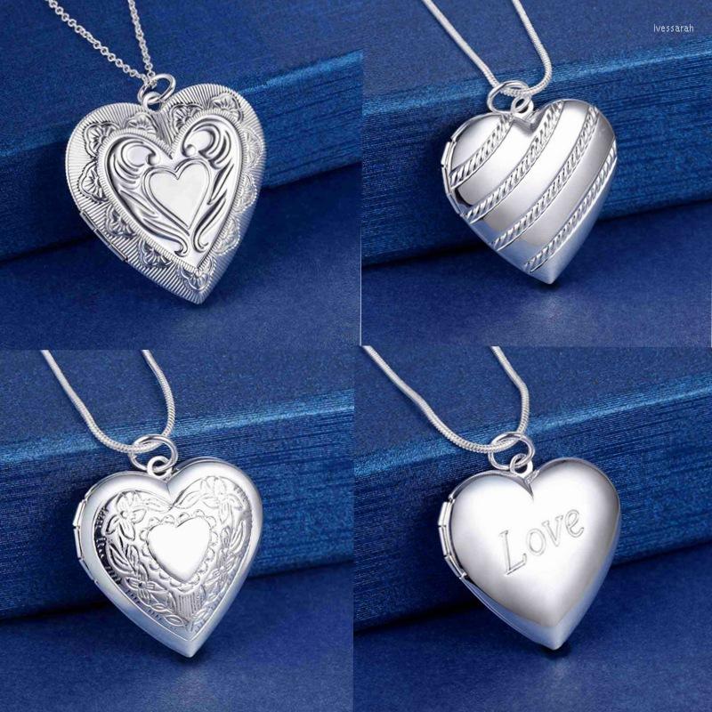 

Pendant Necklaces Fine 925 Stamped Silver Po Frame Necklace Chain For Woman Charm Wedding Fashion Jewelry