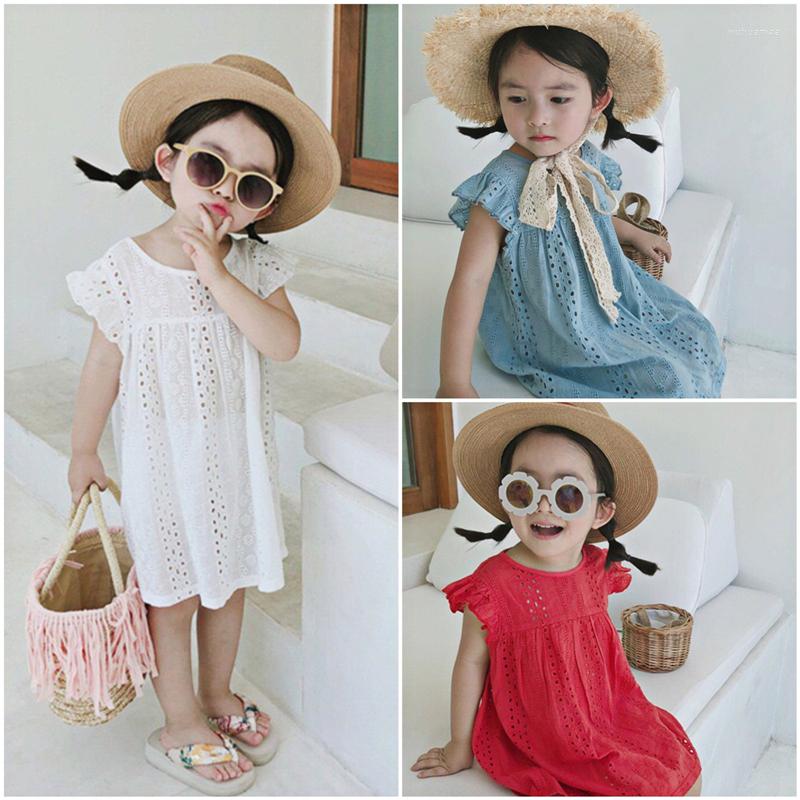 

Girl Dresses Girls Dress Summer Brand Clothes Casual Kids Princess Hollow Party Children Clothing For Baby 3-7Y, Blue