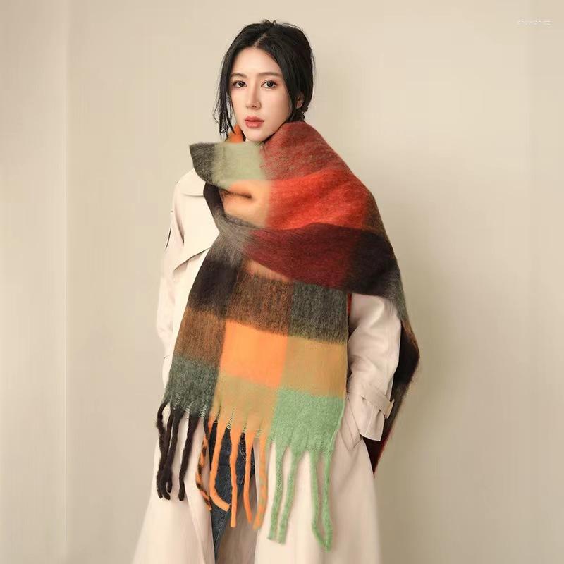 

Scarves Winter Cashmere Women 2022 Warm Solid Color Thickening Long Scarf Classic Soft Female Shawl Lady Wraps