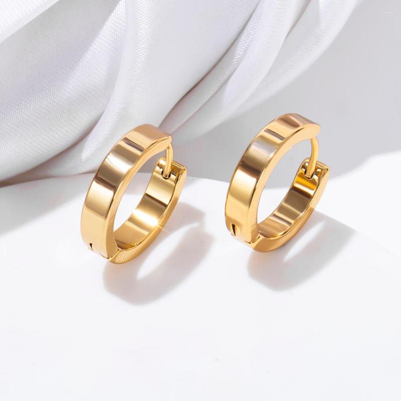 

Hoop Earrings Punk Girls Women's Stainless Steel Gold Color Small Circle Rock Jewelry And Accessories