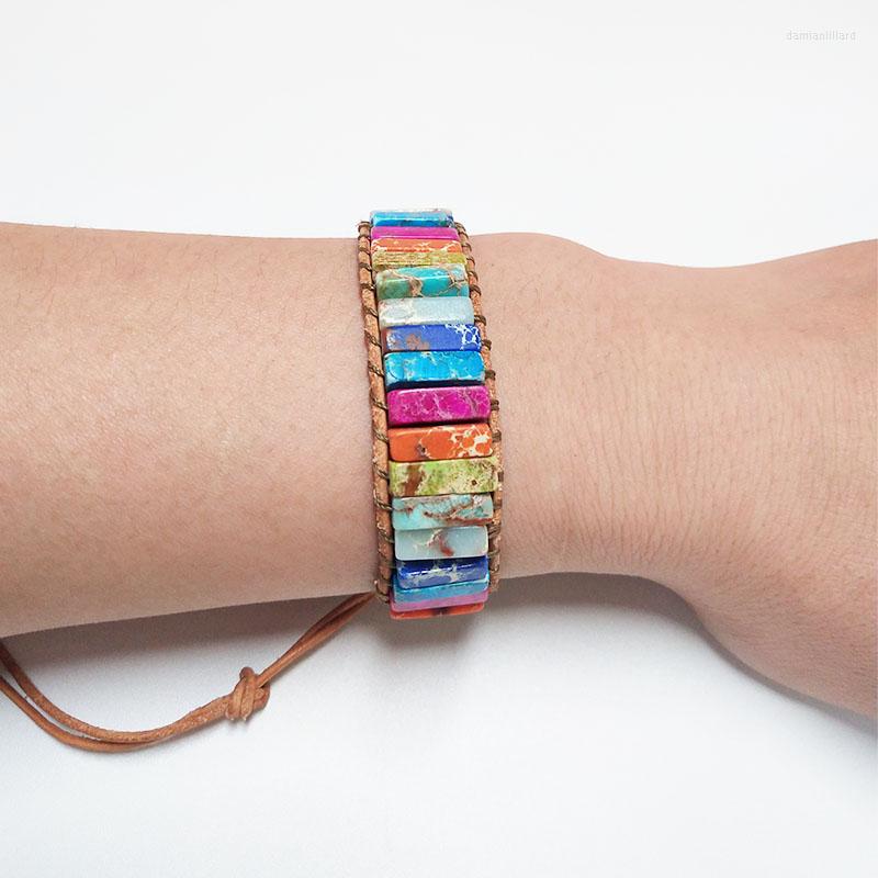 

Charm Bracelets Chakra Bracelet Boho Natural Stone Wrap Drop Leather 7