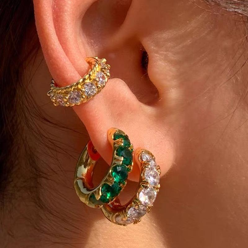 

Hoop Earrings Lifefontier Luxury Shiny Green White Color Zircon For Women 2022 Trendy Round Crystal Earring Statement Jewelry
