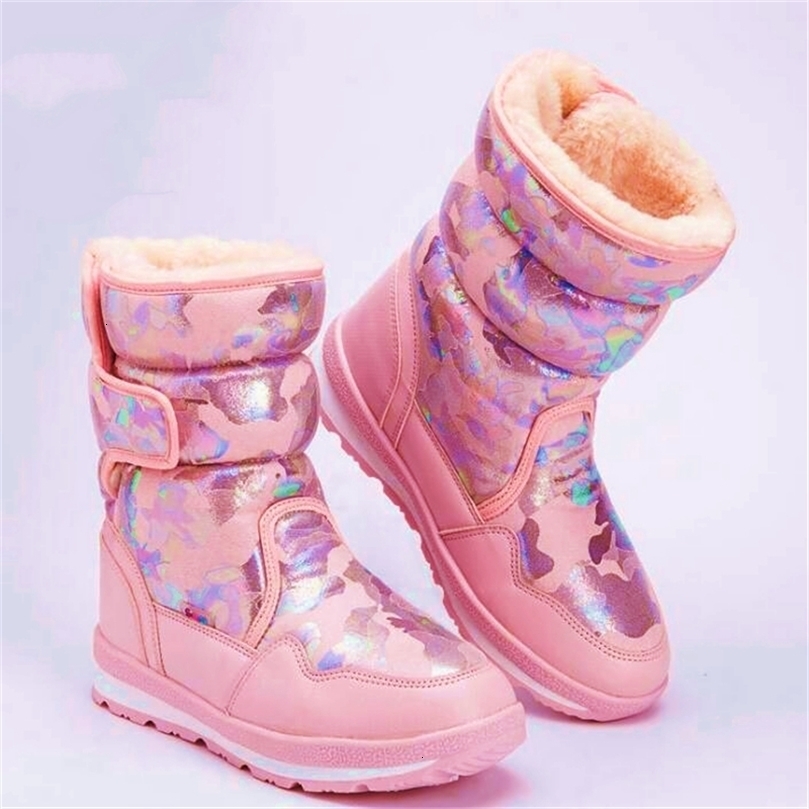 

Boots Kids Snow Plush Warm Baby Toddler Girls Shoes Fur Waterproof Antiskid Boys Ankle Child Winter 221113, Light pink