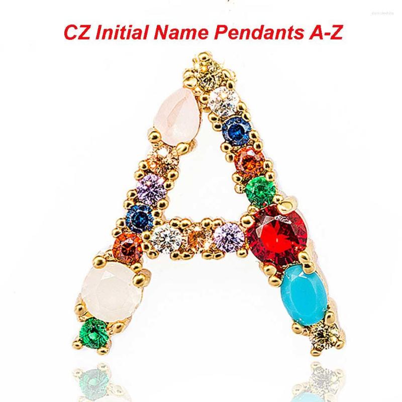 

Pendant Necklaces 3pcs/lot Rainbow CZ Initial Name Letter Micro Pave Alphabet Pendants Cubic Zirconia Jewelry Necklace