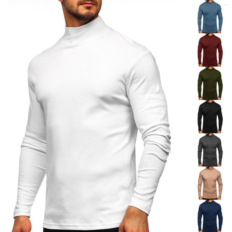 

Men' T Shirts High Collar Bottoming Shirt Long Sleeve T-Shirt Clothes Solid Color Thickened, Black