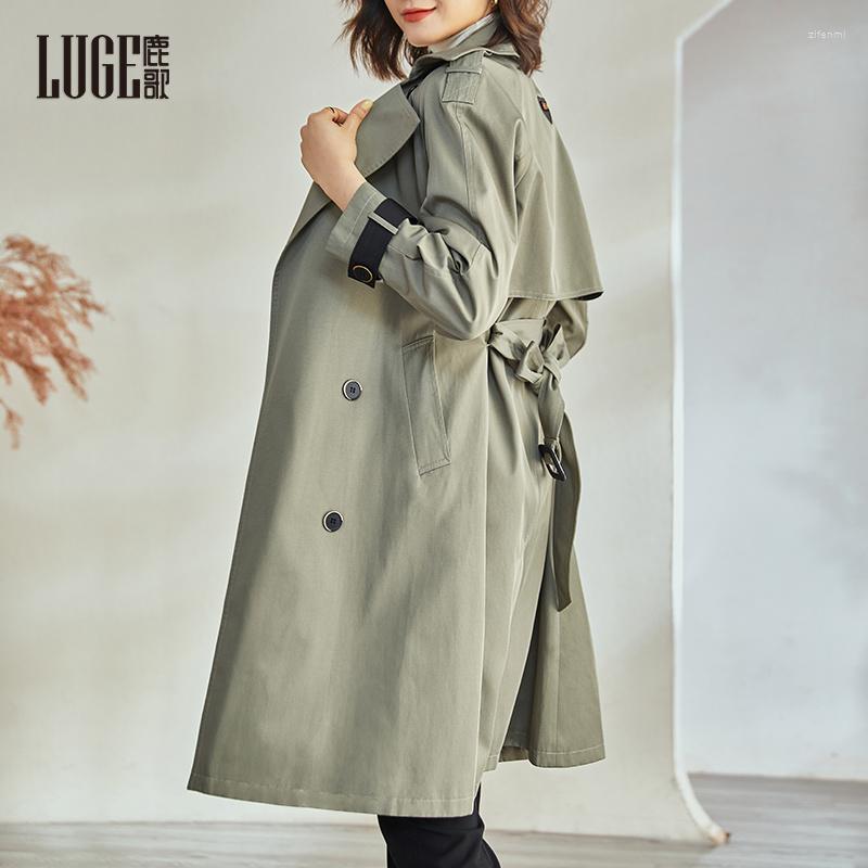 

Women's Trench Coats 2022 Autumn Fashion Temperament High Loose Coat This Year's Windbreaker Women's Middle And Long Style, Green