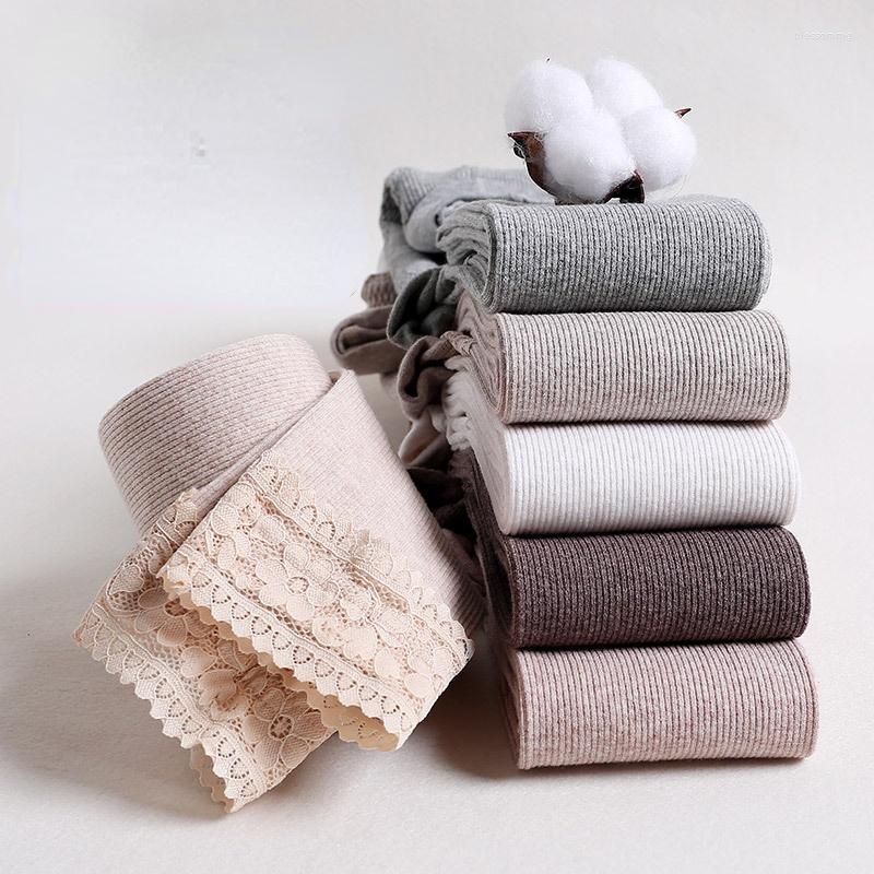 

Women's Leggings Thin Thread Cotton Bottomed Pantyhose Women's High Waist Hip Lifting Lace Nine Point Pants Vertical Stripe