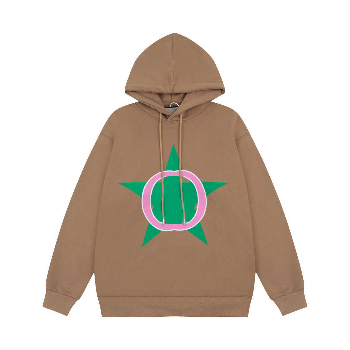 

Women's Hoodies Sweatshirts new fashion classic star pattern printed hoodie sweater terry top for men and women, Brown