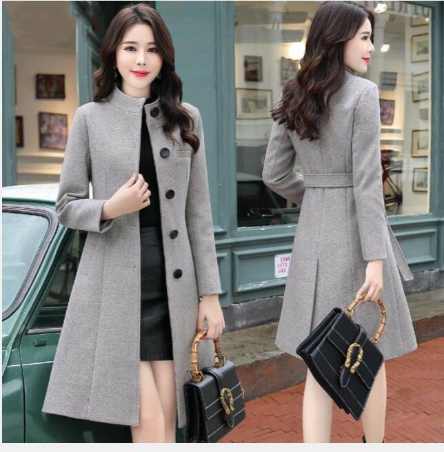 

Women's Wool Blends 1pcs/lot Coat Belt Slim Women Winter Autumn Female Long en Coats Single-breasted Plus Size Elegant outwear 221114