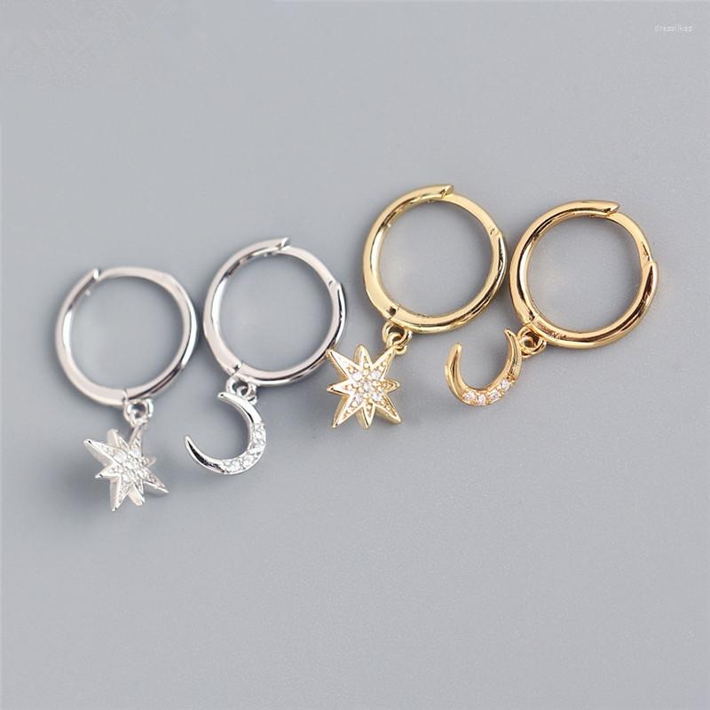 

Hoop Earrings Fashion Clear Crystal Star Moon For Women Girls Wedding Jewelry Gift Pendientes Brincos Eh375