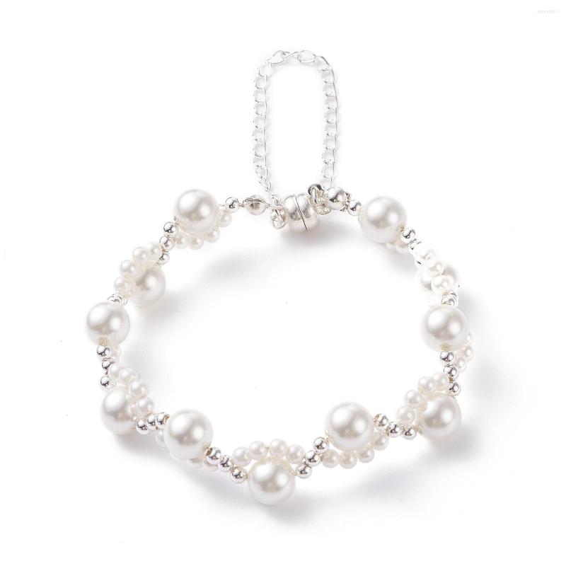

Link Bracelets Kissitty 5Pcs Round Shell Pearl Beaded For Women Brass Magnetic Clasp Beads Wire Wrap Jewelry Findings