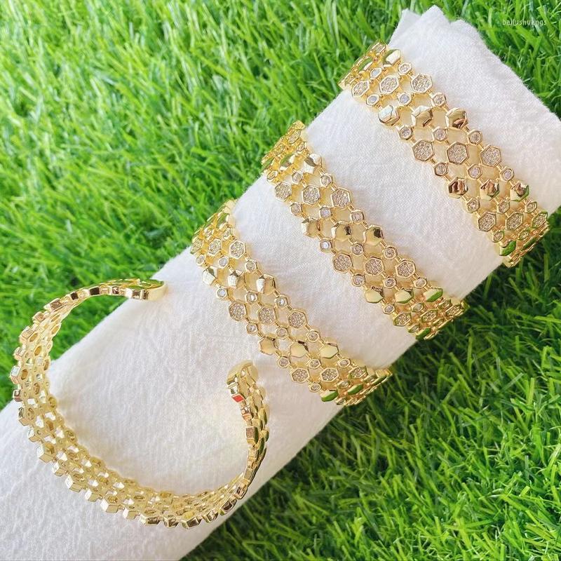 

Bangle 3Pcs Geometric Layer Zircon Gold Color Bangles Crystal Style Stone Fashion Jewelry For Women 51713