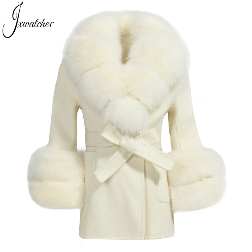 

Womens Wool Blends Childrens Winter Coat Kids Cashmere Overcoat Big Real Fur Collar And Cuff Girl MidLength Fashion Casual Clothes 221113, White