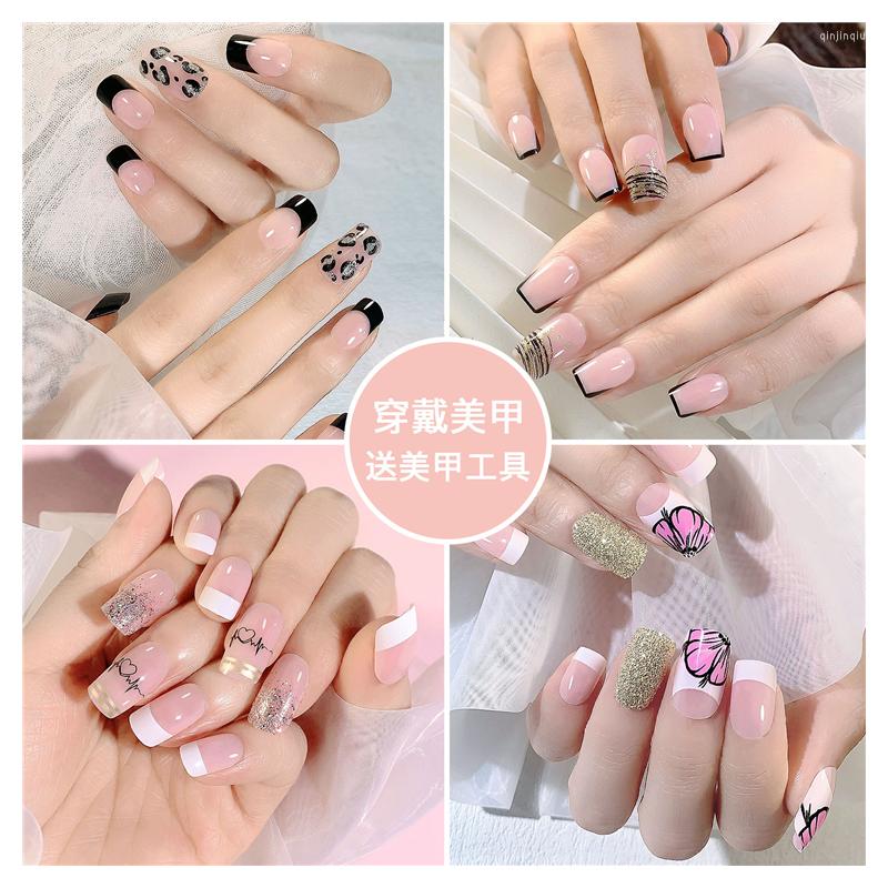 

False Nails 24pcs/box Artificial Press On Nail Tips Set For Decorated Short Fake Art Full Coverage Designed With Box Kit, E-05