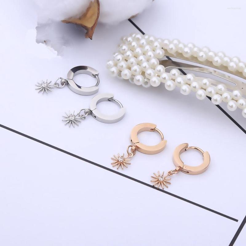 

Hoop Earrings Fashion Women Silver Color Gold Black Titanium Steel Round Stars Spiky Ball Cone Crystal Charm Earring Jewelry