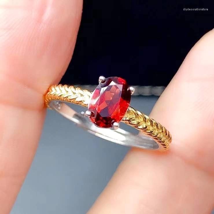 

Cluster Rings Natural And Real Garnet Ring 925 Sterling Silver Fine Jewelry Party Wholesale