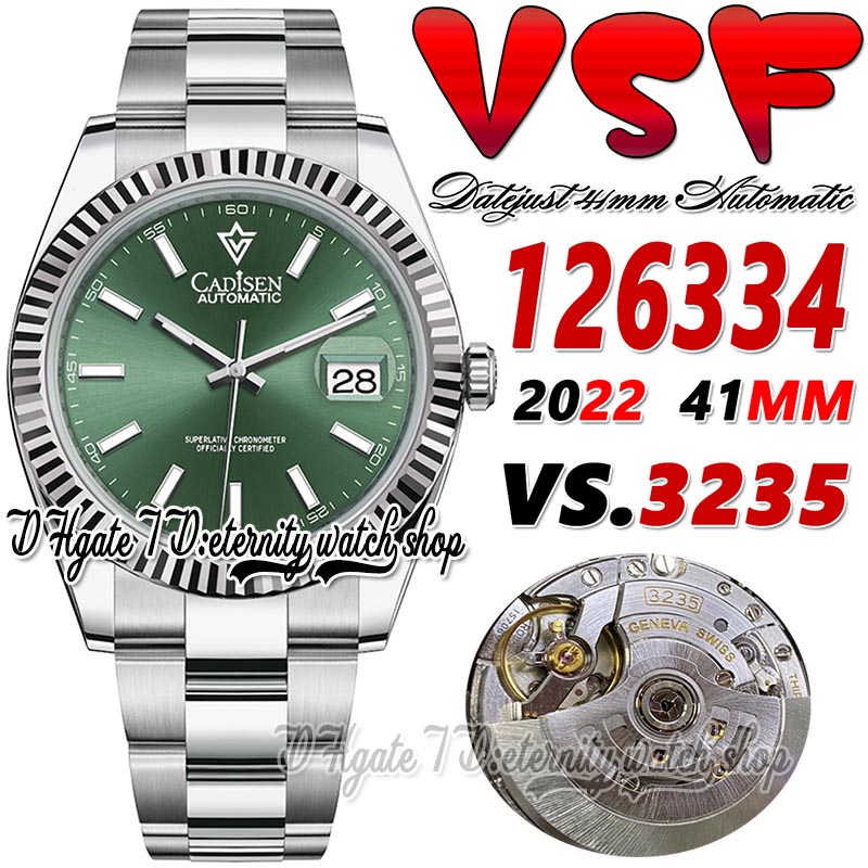 

2022 sv126334 3235 VSA3235 Automatic Mens Watch 41MM Fluted Bezel Mint Green Dial Stick Markers SS 904L OysterSteel Bracelet Super Edition eternity Watches, Watch waterproof cost