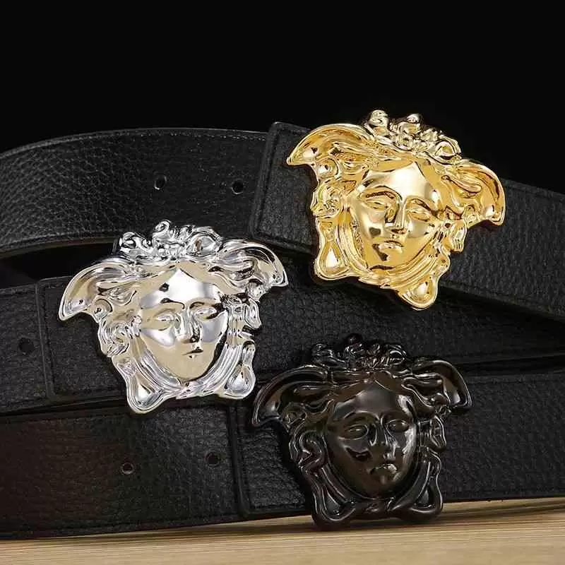 

mooth Luxury Belt Medua men' buckle leiure handome new net red trend famou brand trouer belt head veratile hlk, Black