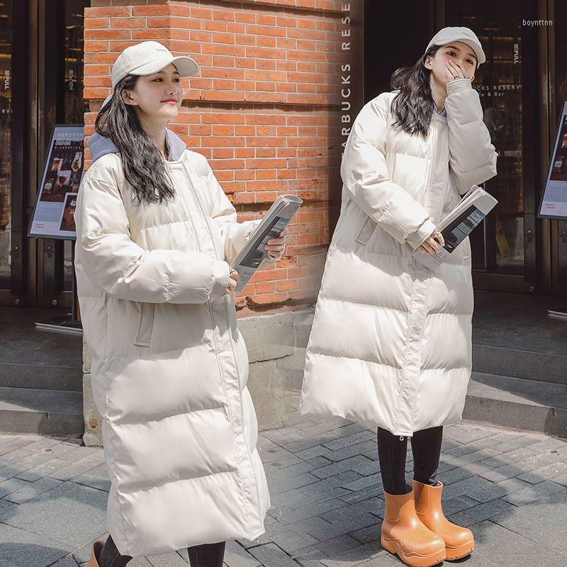 

Women' Down Kovalook Over-knee Cotton-padded Jacket Long Bread Was Thinner Students To Ankle, Black