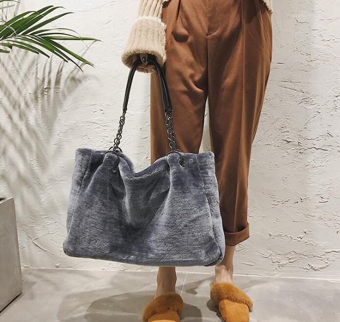 

Evening Bags 2022 Autumn Plush Women's Bag Handbag European And American Fashion Fur Big, Beige