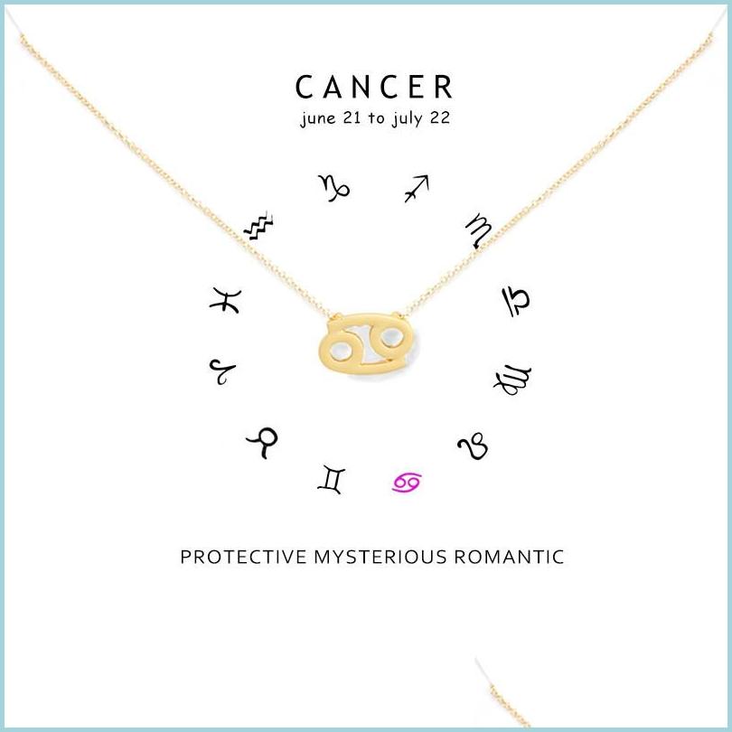 

Pendant Necklaces Minimalism 12 Constellation Cancer Necklaces For Women Zodiac Chains Necklace Valentines Gifts Fashion Jewelry Wit Dhjfg