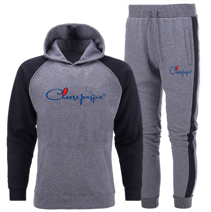 

New Solid Hooded Tracksuits Men' Set Casual Jogger Tracksuit Sportswear Fleece Pullover Sweatshirts Male Fashion Streetwear Brand LOGO Print