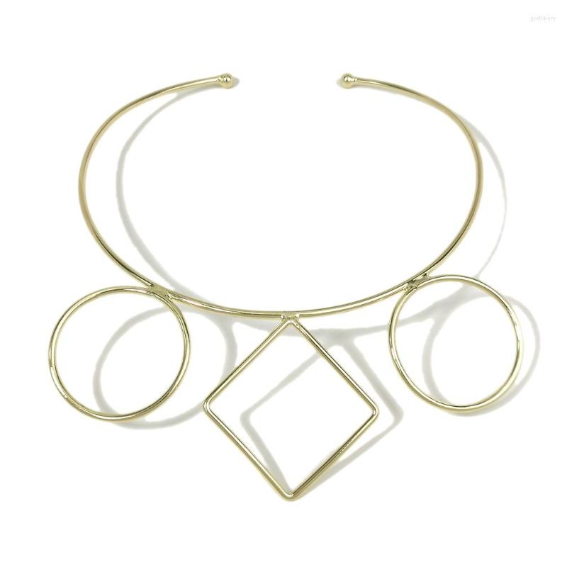 

Choker Fashion Geometric Metal Torques Bib Collar Necklaces Gold Color Rigid For Women Punk Statement Jewelry Design