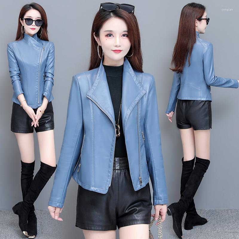 

Women's Leather Autumn Women Pu Jacket Girl Short Coat Female Black Punk Bomber Faux Outwear Blazer Lady Spring Tops -3XL