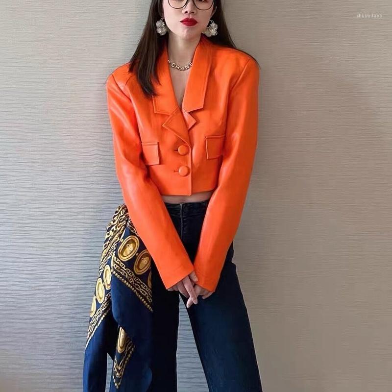 

Women' Leather Woman Coats Natural Sheepskin Jackets 2023 Fashion Female Motorcycle Overcoat H427, Black