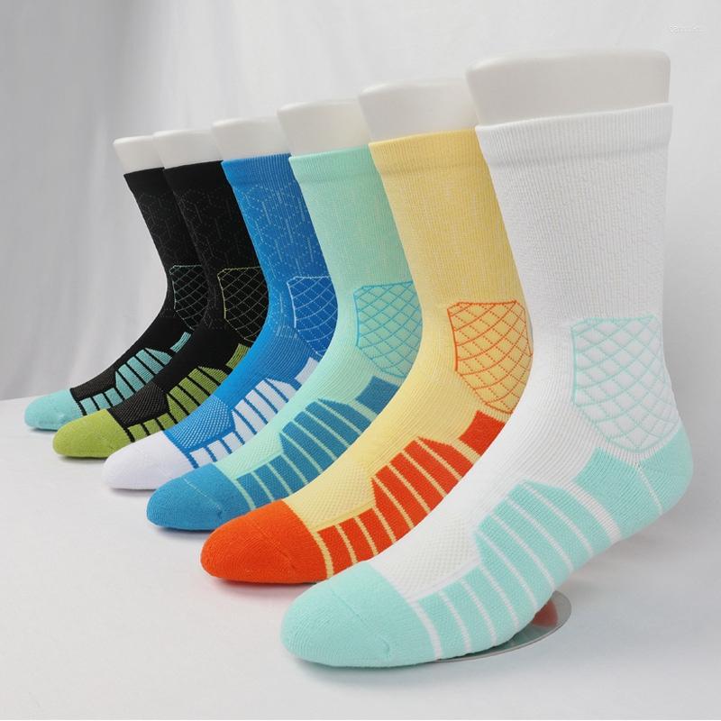 

Men's Socks 2pcs Breathable Sweat Absorption Stripe Men Basketball Unisex Outdoor Anti-Odor Medium Tube Stripes, 06