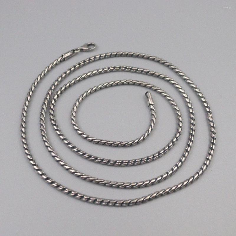 

Chains Pure 925 Sterling Silver Necklace Width 2mm Round Twisted Rope Chain 70cm / 22-23g For Man Gift