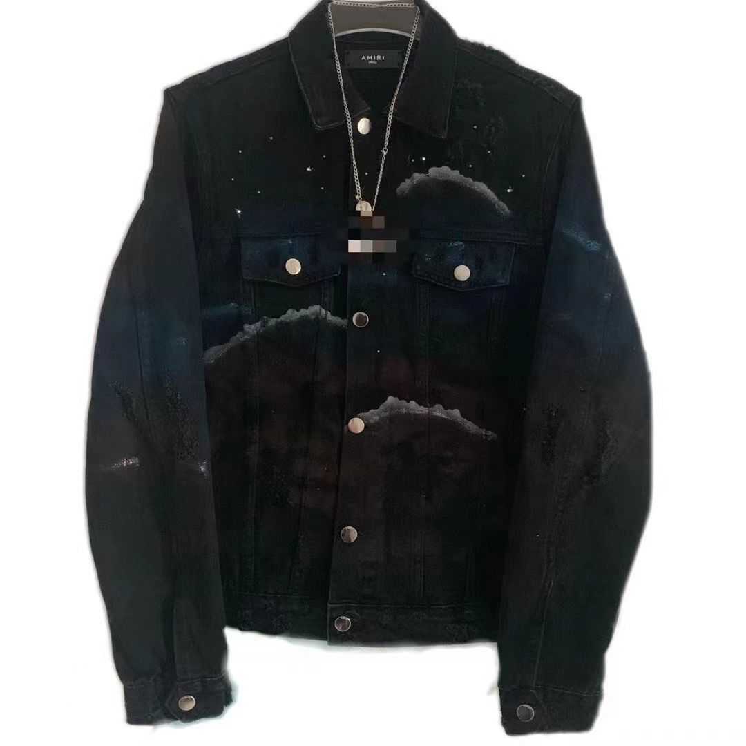 

Men Designer Coats Amri Fashion Jackets Star Wolf Not Inferior Casual Fit Celebirity Denim Cowboy Denim Winter Thick Oversized Black Unisex