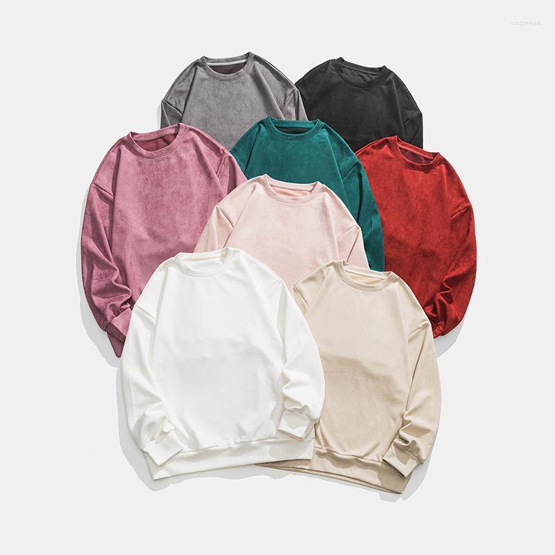 

Men's Hoodies Autumn Men Sweatshirt Soft Velvet Fleece Pullover Streetwear Casual Loose O-Neck Fashion Couples Clothing, Black
