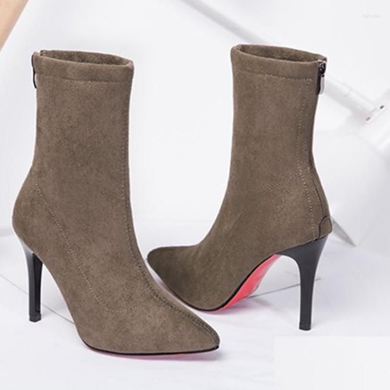

boots Women Ankle Pointed Toe Autumn Shoes Ladies High Heels Zipper Woman Sedue Pumps Winter Stiletto Short Botas 2022 q3tC#